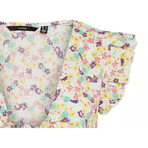 VERO MODA Tie-Front Knot Crop Top, Floral Print | Sz Small, New!   N1 - Picture 3 of 7